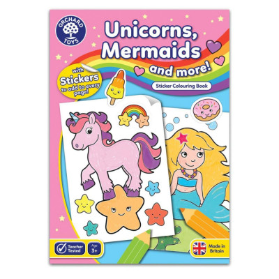 Carte de colorat cu activitati in limba engleza si abtibilduri Unicorni, Sirene si Altele UNICORNS, MERMAIDS AND MORE foto