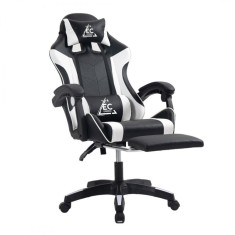 Scaun de gaming negru, cu perna lombara si suport picioare, max 150 kg, 64x116-123 cm, JollyMag, KO24B