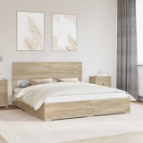 vidaXL Cadru de pat cu sertar cu headboard cu depozitare Lemn compozit 3411610