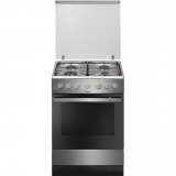 Aragaz Hansa FCMX681009, 4 arzatoare gaz, Cuptor electric, Aprindere electrica, Grill, 60 cm, Inox