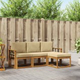 vidaXL Set de canapele de exterior cu pernă 4 pcs Natural și Bej 3366231