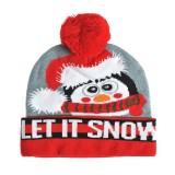 Caciula gri cu pinguin Let it snow