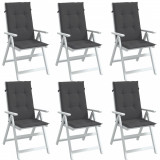 Perne scaun cu spatar &icirc;nalt, 6 buc. antracit 120x50x4 cm textil GartenMobel Dekor, vidaXL