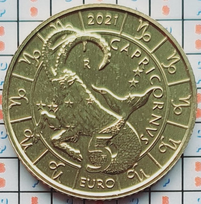 San Marino 5 Euro (Capricorn) 2021 UNC - tiraj 16.000 - km 604 - A039 foto