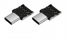 Mini adaptor otg usb type-c la usb - nou foto