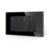 Cumpara ieftin Intrerupator cvadruplu mecanic Luxion 4M, rama din sticla, negru