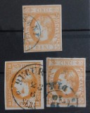 Romania 1872 - Carol l cu Favoriti 5 bani x3 buc.