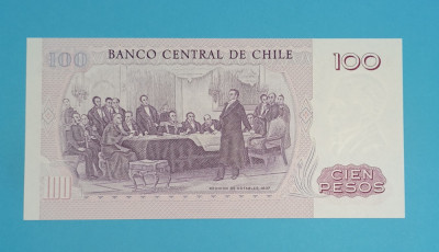 Chile 100 Pesos 1984 &amp;#039;Persoane Notabile&amp;#039; UNC serie: BA1989466 foto