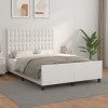 VidaXL Cadru de pat cu tăblie, alb, 140x190 cm, piele ecologică