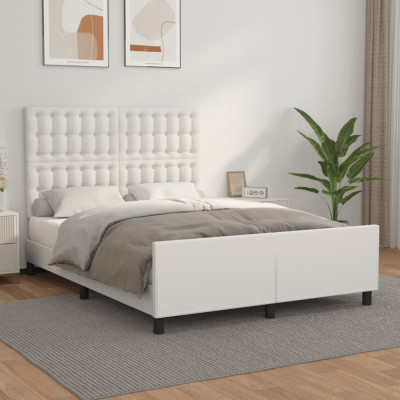 Cadru de pat cu tablie, alb, 140x190 cm, piele ecologica GartenMobel Dekor foto
