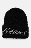 Moschino caciula de lana culoarea negru, de lana, din tricot gros, M3170 65423