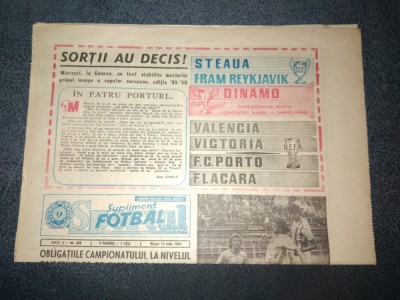 ZIARUL SPORTUL SUPLIMENT FOTBAL 14 IULIE 1989 foto
