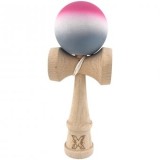 Kendama X Originala ,Kendama Profesionala, din Lemn, Rubber Grip, 18 cm, Roz/Alb/Gri