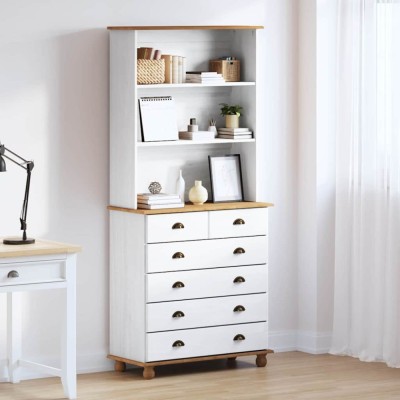 vidaXL Hutch cu sertar ASKIM Alb 91 x 40 x 200.5 cm Lemn masiv de pin 3334641 foto