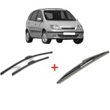 Cumpara ieftin Set 3 stergatoare RENAULT SCENIC I MPV (JA0/1_, FA0_) din 1999 - 2003, pentru parbriz si luneta fata si spate auto, Bosch Twin, din cauciuc siliconat