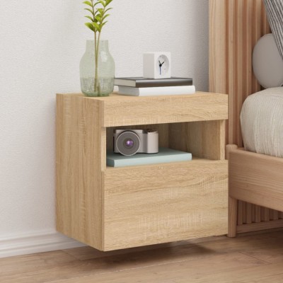 Gossi comoda tv de perete cu led, 2 buc. stejar sonoma, 40x30x40 cm foto