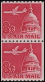 SUA 1962 - Posta Aeriana, 6c, avion deasupra Clădirii Capitoliului, pereche neuzata, din roll