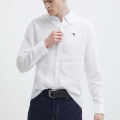 Abercrombie & Fitch camasa de in culoarea alb, cu guler button-down, regular