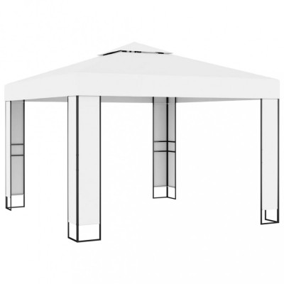 Pavilion cu acoperiș dublu, alb, 3 x 3 m foto