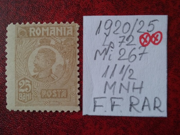 1920- Romania- Ferd. b. mic Mi267-brun-MNH-F.F.RAR