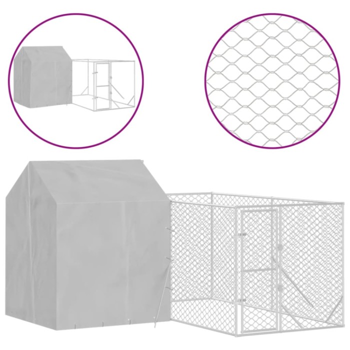 Padoc exterior cu acoperis argintiu 4x4x2,5 m otel galvanizat