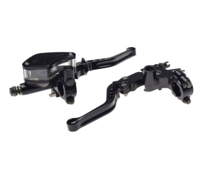 Set pompa frana si maneta si ambreiaj reglabile, culoare negru, suport oglinda M... Cod Produs: MX_NEW CNC90051B