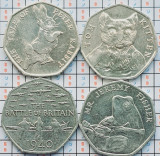 Set 4 monede diferite Marea Britanie Anglia UK 50 pence 2015 - 2017 - A033, Europa
