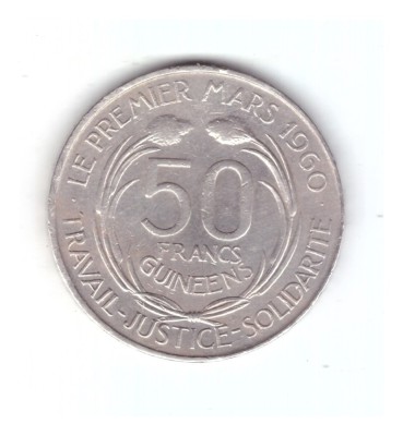 Moneda Guineea 50 francs/franci 1969, stare buna, curata foto