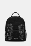 Desigual rucsac POKER FACE CHESTER M culoarea negru, mic, cu imprimeu, 25WAKP35