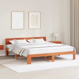 Cadru de pat cu baldachin maro cerat 200x200 cm din lemn masiv de pin