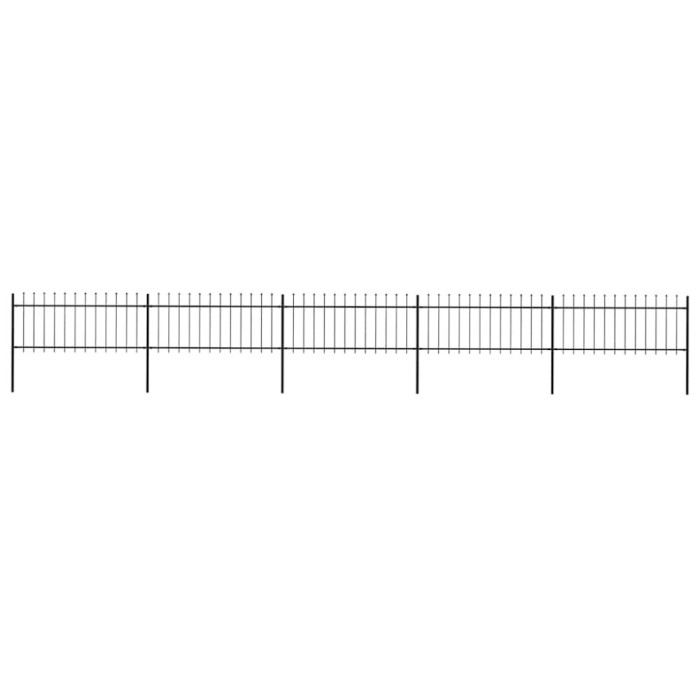 Gard de gradina cu varf tip sulita din otel 892,5x80 cm, negru