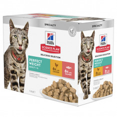 Hrana umeda pentru pisici, Hill s SP Feline Adult Perfect Weight, plicuri, 12x85 g