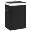 Cos rufe bambus Gossi, 2 sectiuni, 72L, negru, 40x30x60 cm, pliabil, cu manere, depozitare haine/jucarii