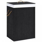 Gossi cos de rufe din bambus cu 2 sectiuni, negru, 72 l
