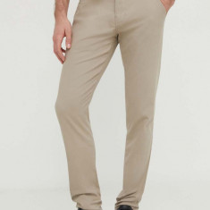 Lindbergh pantaloni barbati, culoarea bej, mulata