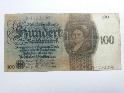 Germania-100 Reichsmark 1924-Rara foto