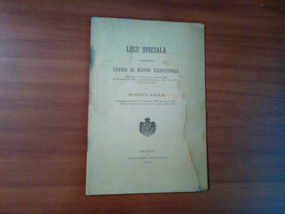 LEGE SPECIALA AUTORIZAND LUAREA DE MASURI EXCEPTIONALE - 1916, 36 p. foto
