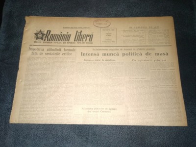 ZIARUL ROMANIA LIBERA 12 DECEMBRIE 1953 ALEGERI foto