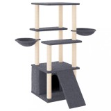 Cumpara ieftin Ansamblu de pisici, stalpi din funie sisal, gri inchis, 133 cm