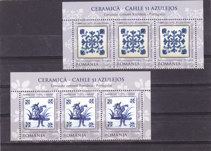 ROMANIA 2010 LP 1869 EM COM. ROMANIA -PORTUGALIA CERAMICA TRIPTIC MNH
