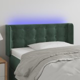 Cumpara ieftin Tăblie de pat cu LED, verde &icirc;nchis, 103x16x78/88 cm, catifea