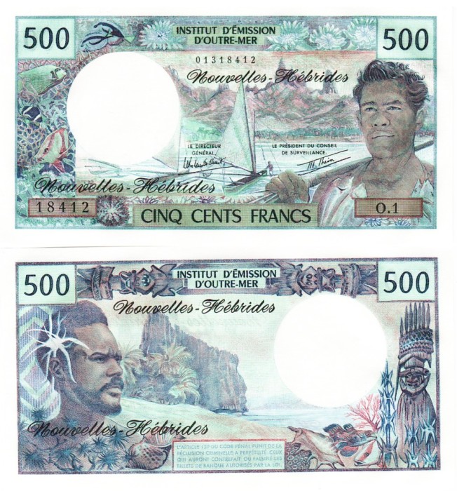 Noile Hebride 500 Franci 1980 P-19c UNC