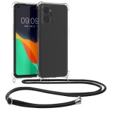 Husa Kwmobile pentru OPPO A76/A96, Silicon, Transparent/Negru, 59149.01, Textil, Carcasa