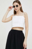 Dkny top din bumbac culoarea alb