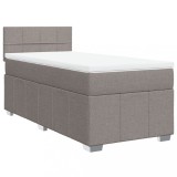 Cumpara ieftin Pat box spring cu saltea, gri taupe, 100x200 cm, textil