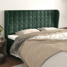 vidaXL Tăblie pat cu aripioare verde închis 183x23x118/128 cm catifea