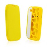 Husa Flip Water Cube Galbena Samsung Galaxy S3 I9300, Protectie Premium