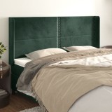 vidaXL Tăblie pat cu aripioare verde &icirc;nchis 203x16x118/128 cm catifea