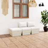 Cumpara ieftin Set mobilier grădină din paleți, cu perne, 3 piese, lemn molid