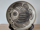 LICHIDARE ! Farfurie din gresie glazurata, decor modernist, VEB Lausitzer 1960 -